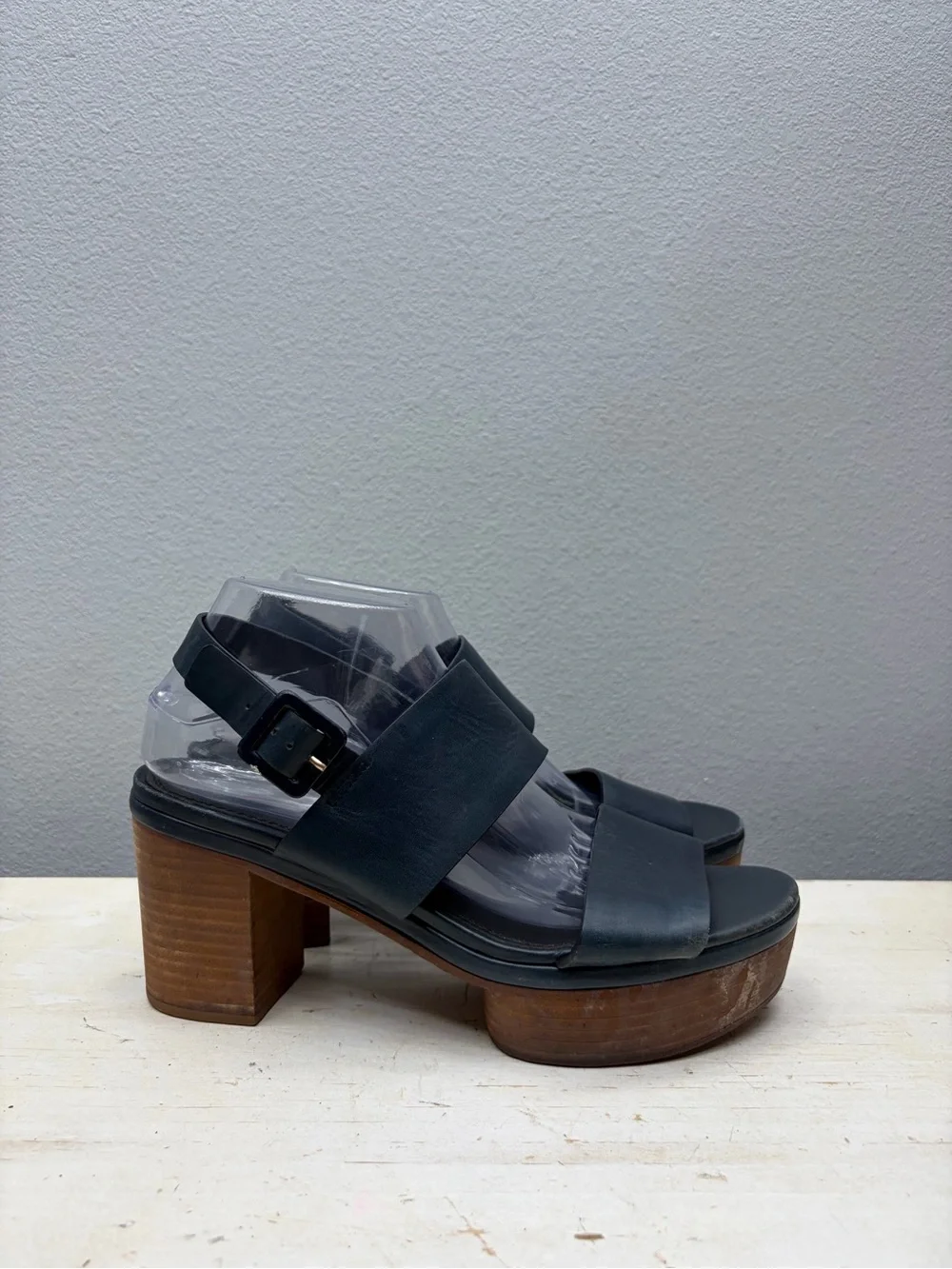 Tory Burch Blue Leather Solana Platform Sandals Size 10